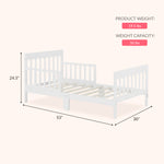 Dream On Me Finn Toddler Bed in White, Greenguard Gold and BSA Certified, Non-Toxic Finish, Made of Sustainable New Zealand Pinewood, Low-to-Floor Design with Safety Guard Rails