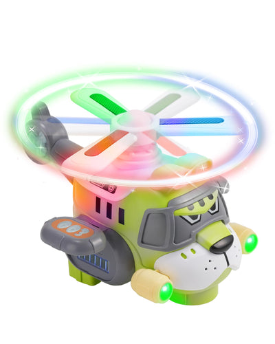 Gofimyee Tiger Style Kids Airplane Toy – Electric Helicopter Toy with Lights & Sounds, 360° Spinning Propeller, Bump-and-Go Action – Light-Up Toy for Toddlers Ages 3-7, Boys & Girls Birthday Gift