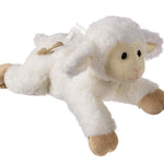 Plush toy sheep on a white background