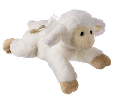 Plush toy sheep on a white background
