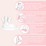 COMI Natural Glass Baby Bottles for Breastfeeding Babies,Newborn Anti-Colic Baby Bottle Set with Slow Flow Nipple,0-3 Months,BPA-Free,6 oz,2 Pack