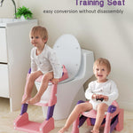 Potty Training Seat, Toddler Potty Training Toilet, Upgrade 2 In 1 Toddler Toilet Seat with Steps Stool Splash Guard and Anti-Slip Pad Soft Cushion, Potty Seats for Toddlers Baby Kids (Pink)