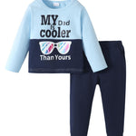 Kucnuzki Toddler Boy Clothes - 2T-3T Boys Long Sleeve Letter Print Shirts & Sweatshirts - Pants Set - Boutique Clothes for Fall & Winter