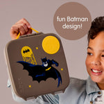 b.box Batman Lunch Box for Big Eaters All Ages - 8.5 Cup Leak Proof Bento Box with 4 Compartments, School Lunch Container with Ice Pack, Dishwasher Safe, BPA-Free, PFAS-Free