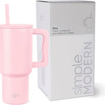 Simple Modern 40 oz Trek Tumbler with Handle and Straw Lid | Cup Holder Friendly Insulated Stainless Steel Travel Mug | Almond Birch