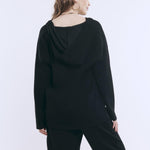 Motherhood Maternity Women's Long Sleeve V-Neck Scuba Pullover Nursing Hoodie, Black, Medium