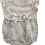 Ashmyova Toddler Girls Linen Summer Casual Dress Kids Vintage Ruffles Stripe Baby Rompers Dresses