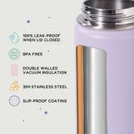 Fijinhom 12oz Kids Water Bottle for School, Toddler Bottles with Straws, Stainless Steel Vacuum Insulated Water Bottle for Boys&Girls, Leak-Proof, BPA-Free, Purple