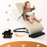Baby Bouncer, Bouncer Seat for Babies 0-12 Months,Ergonomic Baby Seat Breathable and Comfortable Cushion with 3-Height Adjustments, Infant Rockers Portable Folding and Detachable