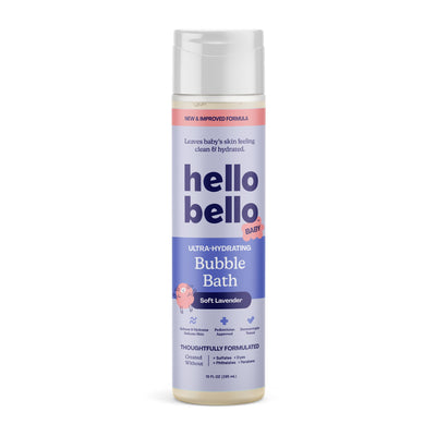 Hello Bello bubble bath bottle on a white background
