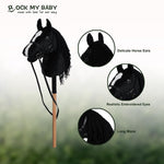 ROCK MY BABY Hobby Horse with a Detachable Bridle Plush Stuffed Stick Horse with Award Ribbon for Kids 3+ Years Old (Black)