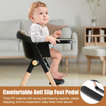Baby High Chair, High Chairs for Babies and Toddlers, Convertible Folding High Chair with Wheels, Removable Tray 5 Point Harness Footrest Detachable PU Cushion, Portable Highchair for Baby Toddlers