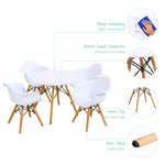 Costzon Kids Table and Chair Set, Mid-Century Modern Style Table Set Round Table with Armchairs for Toddler Children, Kids Dining Table and Chair Set (White, Table & 4 Chairs)