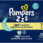 Pampers ZZZ Overnight Diapers, Size 7 (41+ lbs), 36 Count, Nighttime Protection Disposable Baby Diaper, Night Time Leak and Skin Protection