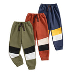 VEGGIEDOT Little Boy Pants 3 Pack 4T 5T Toddler Boy Sweatpants Fall Winter Kids Color Block Drawstring Elastic Sweatpants Casual Pants for Boys