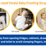 Vmaisi Baby Proofing Cabinet Locks - Childproofing Adjustable Multi Use Straps Latches for Drawers, Fridge, Dishwasher, Toilet Seat, Cupboard, Closet, Oven,Trash Can, Adhesive No Drilling (White) (4)