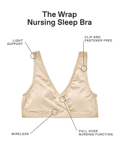 Motherhood Maternity Nursing Bras, Women’s Cotton Spandex Wrap Front Sleep Bra, Bralette for Breastfeeding & Pumping, Nude, 1-Pack, Medium