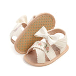 Ohwawadi Baby Girl Sandals Summer Bowknot Dress Flats Embroidered Shoes Tassels Beach Casual Sandal Infant Newborn Crib Shoes