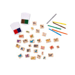 Melissa & Doug Deluxe Wooden Stamp Set: Animals - 30 Stamps, 6 Markers, 2 Stamp Pads