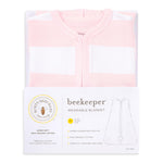 Burts Bees Baby Infant Wearable Blanket Rugby Stripe Blossom Organic Unisex Newborn Clothes Beekeeper - Light Weight 0.5 TOG - (Size Large)
