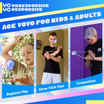 Responsive Yoyo for Kids Beginners, Professional Yoyo AOE for Finger Spin Tricks, Dual Purpose Yo-yo with Unresponsive Bearing for Adults+10 Strings+Bearing Removal Tool+Storage Bag