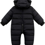 XMWEALTHY Baby Snowsuit Infant Toddler Newborn Cute Winter Coat Jacket Warm Long Sleeve Baby Bunting 0-6 Months Unisex Black