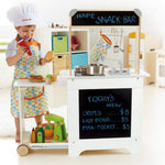 Hape Wooden Cook‘n Serve Kitchen| Pretend Role Play Kitchen Set with Pull-Out Counter and Chalkboard for Kids