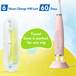 Kids Electric Toothbrushes Toddlers Rechargeable, 6 Heads, Ages 2-12, Blue