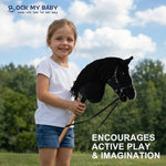 ROCK MY BABY Hobby Horse with a Detachable Bridle Plush Stuffed Stick Horse with Award Ribbon for Kids 3+ Years Old (Black)