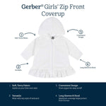 Gerber Baby Girls Toddler Zipper Hoodie Terry Swimsuit Swimwear Cover Up, Rainbow, 0-3 Months US