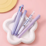 MOZXIRZ 6 Pcs Cute Pink Stationery Set Kawaii School Supplies Office Supplies Women Girls Stationery Kit Including Ballpoint Pens Pencil Highlighter Correction Tape Ruler Eraser (Purple)