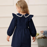 Kucnuzki Baby Girl Clothes 18-24 Months Long Sleeve Princess Dresses Blue Ruffle Fairy Cute Dress Toddler Girls Casual Dress Fall Winter Outfit Clothes for Kid
