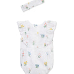 Little Me Clothes for Baby Girls' Eyelet Floral Bubble with Headband, Floral Eyelet, 9 Months