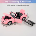 Guarsiliymi 1:24 Scale Car Model Compatible for Collectible MX-5 Toy Vehicle, Zinc Alloy Pull Back Toy Car with Sound and Light for Kids Adults, Birthday Gift Pink