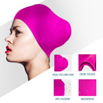 2 Pack Womens Silicone Swim Cap for Long Hair,3D Ergonomic Design Silicone Swimming Caps for Women Kids Men Adults Boys Girls with Ear Plug and Nose Clip(M)