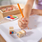 Melissa & Doug Wooden Stamp Set, Favorite Things - 26 Wooden Stamps, 4-Color Stamp Pad