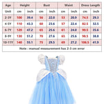 TYHTYM Cinderella Costumes Girl Dress Up Puffy Sleeves Pageant Party Halloween Fancy Ball Gown (2-3T, Blue)