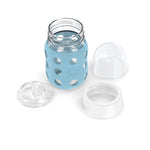 Lifefactory 8-Ounce Wide Neck Glass Baby Bottle with Protective Silicone Sleeve and Sippy Spout, Denim (LG2251WDE4)