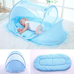 Baby Sleep Net, Baby Cot Crib Nets Cover Folding Crib Netting Baby Bedding Portable Breathable Baby Bed for Children Supplies Travel Bed (Sky-Blue,Green)
