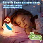 Jesus Night Light Rechargeable Bedside Night Light Dimmable Silicone LED Light Ideal for Religious Gatherings, Gifts for Sunday School, Baptism Presents, Easter Egg Decorations (Blue)