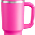 40 oz Tumbler with Handle and Straw: Stainless Steel Insulated Tumbler Keeps Cold for 24 Hours, Leakproof Travel Cup Fits in Cup Holder and BPA-Free, Cotton Candy