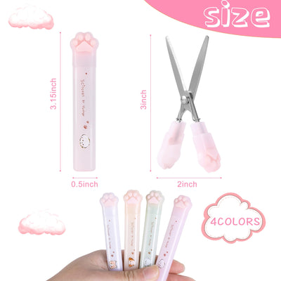 Kogcmeetl 4-Piece Cute Mini Cat Paw Scissors, Stainless Steel & Plastic, Portable, Decorative, Perfect for Crafting & Scrapbooking