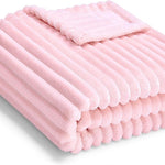 Soft Fleece Baby Blanket Ultra Cozy Baby Blankets for Boys Girls Warm and Lightweight Infant Toddler Newborn Receiving Gift with Reversible Stripes for Crib Stroller, 30x40 Inch, Cream