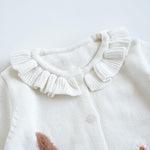 Toddler Baby Girl Cardigan Knit Sweater Long Sleeve Open Front Button Down Cardigan Coat for Fall Winter B-White