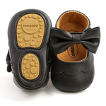 LAFEGEN Baby Girls Mary Jane Flats with Bownot Non Slip Soft Sole PU Leather Newborn Infant Toddler First Walker Cirb Dress Shoes, 6-12 Months Infant, 07 Black