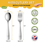 DEHOV Toddler Eating Utensils Set,Set Of 12 Food Grade Stainless Steel Silverware Sets For Kids,Dishwasher Safe Children Small Metal Spoons And Forks Flatware Sets