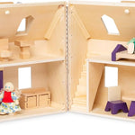 Melissa & Doug Fold and Go Wooden Dollhouse With 2 Dolls and Wooden Furniture,Multi,One Size