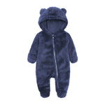 Infant Polar Fleece Puffer Soft Lined Onesie Outwear Warm Hooded Romper for 6-9 Month Baby Toddler Navy