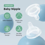 Momcozy Soft Baby Nipple Premium Natural Flow Silicone for Wide-Neck Bottles, BPA-Free, Perfectly Compatible with Momcozy Breast Milk Cooler, Medium (Pack of 2)