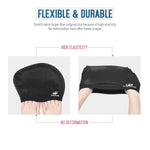 Womens Silicone Swim Cap for Long Hair,3D Ergonomic Design Silicone Swimming Caps for Women Kids Men Adults Boys Girls with Ear Plug and Nose Clip(Black/M)